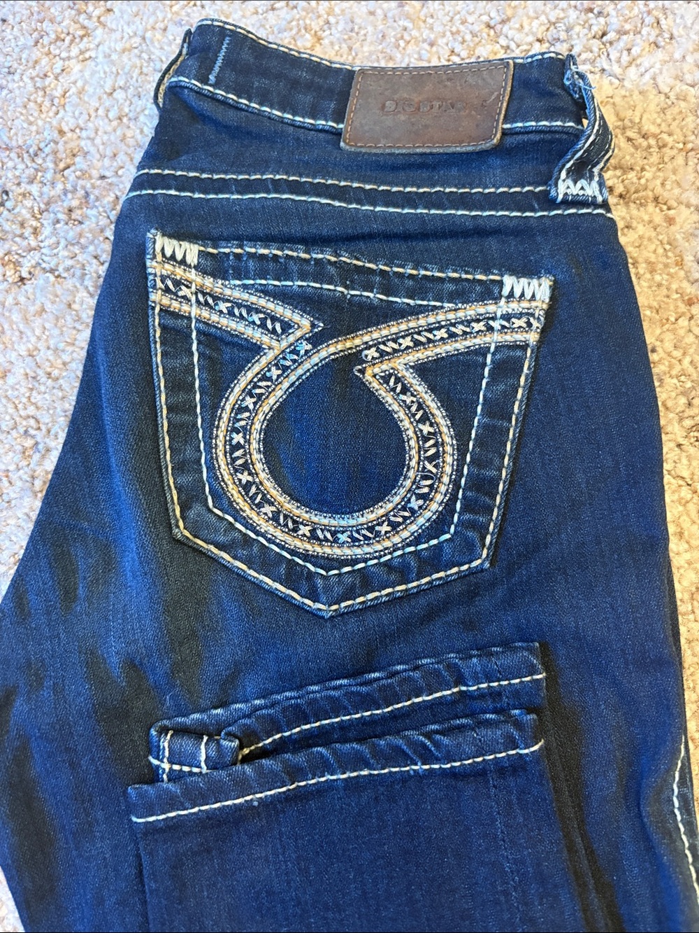 Big Star Dark Blue Skinny Jeans with White Contrast Stitching
